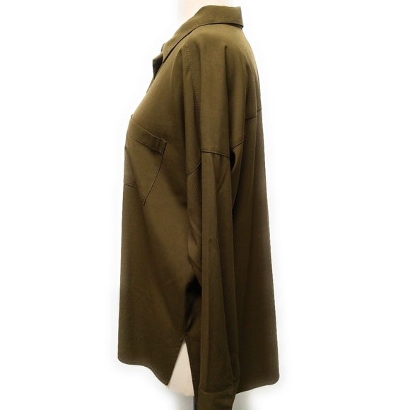 J JILL Olive Green Button Front High Low Shirt XS - Picture 6 of 7